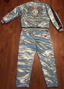 Bruce Lee X Shoe Palace Satin Sky Blue Dragon Jacket Pants 2 Piece Set - Picture 1 of 12