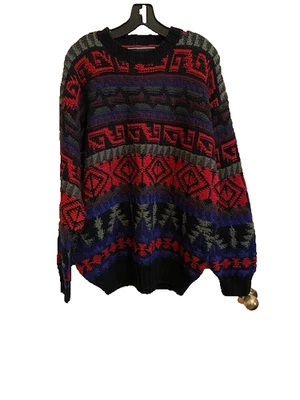 Vintage Mens Obermeyer Winter Heavy Ski Sweater Multi Color Red Black Gray  L - Image 1 of 3