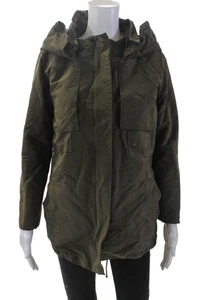 The Kooples Womens Front Zip Long Sleeve Hooded Jacket Green Size Extra Small - Picture 1 of 7