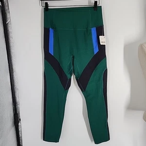 NEW Free People Never Better Colorblock Leggings Size Large Emerald Garden combo - Picture 1 of 8