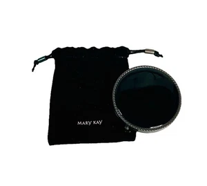Vintage Mary Kay kompakter Zwei-Wege-Spiegel mit Samt Clutch Waschtisch schwarz - Bild 1 von 4