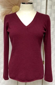 Only Mine 100% Cashmere V-Neck Raspberry Red Pullover Sweater Size XL FX5 - Picture 1 of 12