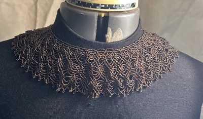 Cuello con Cuentas Borgoña Iridiscente Semilla Diseño Cuentas Gancho y Cierre de Ojo De Colección Foto 1 de 3