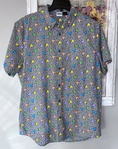 Disney Hemd Herren Lg grau All Over Print Mickey Mouse Button Down 1 mal getragen - Bild 1 von 5