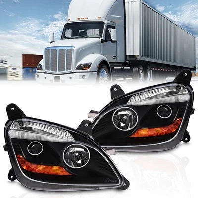 Faros proyectores para Peterbilt 579 587 2011-2021 carcasa negra izquierda+derecha Foto 1 de 4