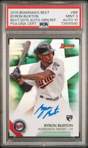 2015 Bowman's Best Green Refractor Rookie #BB Byron Buxton  /99 PSA 9 Auto 10 - Picture 1 of 2