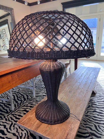 Vintage rattan wicker extra large table lamp with shade Cover