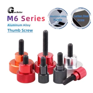 M6 Aluminum + Carbon Steel Knurled Thumb Screws Hand Grip Knob Bolts Thumbscrew - Picture 1 of 19