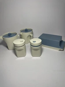 Juego de 5 Tupperware Vintage - Azul y Blanco - Imagen 1 de 12