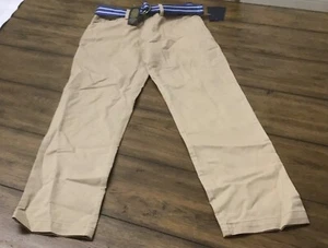 Polo by Ralph Lauren Youth Boy's Khaki Flat Front Belted Straight Leg Pants 8 - Picture 1 of 6