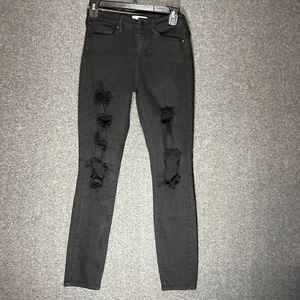 Kendall + Kylei Distress Ripped Black Skinny Jeans Size 25 - Picture 1 of 11