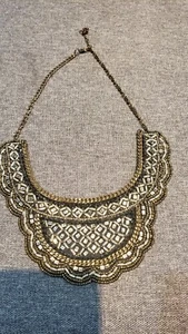 Pre-owned Crystal Beaded Bib Drop Necklace - Picture 1 of 4