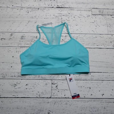FILA Tennis Essentials Bra Size XL Teal Mesh Back Padded NEW NWT $48 Foto 1 de 4