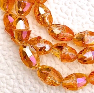 10mm Faceted Shiny Orange Crystal Quartz Hat crown type Beads 20PCS - Picture 1 of 5