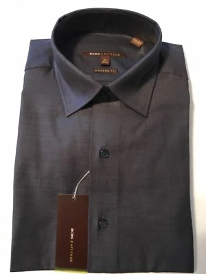 BCBG Modern Fit 100% Cotton Spread Collar Gray Dress Shirt 15 1/2 - 34/35  - Image 1 of 2