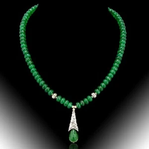 BAILYSBEADS edle Diopsid-Kette Halskette Collier mit Smaragd Anhänger neu NV038 - Bild 1 von 3