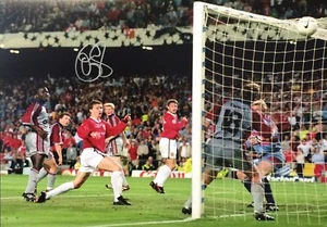 FOTO OLE SOLSKJAER FIRMADA MANCHESTER UNITED CHAMPIONS LEAGUE 1999 CERTIFICADO DE AUTENTICIDAD Y PRUEBA - Imagen 1 de 2