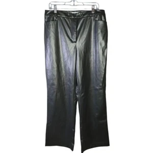 Calvin Klein Faux Leather Women Pants Size 14 Goth Biker Festival Wide Leg 90s - Picture 1 of 8