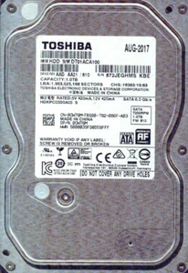 DT01ACA100, AAA AA21/810 810 TOSHIBA SATA 1 TB AUG 2017 - Bild 1 von 1