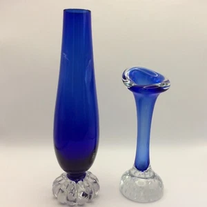 2 vasi in vetro blu Aseda Glasbruk Svezia - Bo Borgstrom - Foto 1 di 16