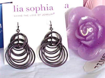 Beautiful Lia Sophia "VOLTAGE" X-Large, 2-3/4"L, Chandelier Earrings, Black, NWT - Image 1 of 4