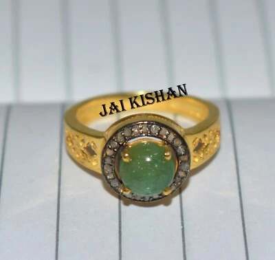 Carino Gemma Smeraldo 925 Argento Sterling a Pavé Diamante Donna Graziosa Anello - Immagine 1 di 4