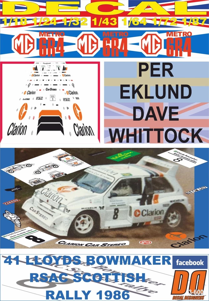 DECAL MG METRO 6R4 PER EKLUND SCOTTISH R. 1986 DnF (06) - Image 1 of 1