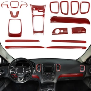 Juego completo de 18 piezas de consola tablero cambio de marchas kit de moldura para Dodge Durango 14+ rojo carbono - Imagen 1 de 11