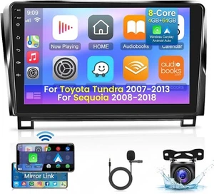 Radio estéreo para auto 4G+64 GB Carplay para Toyota Tundra 2007-2013 Sequoia 2008-2019 - Imagen 1 de 9