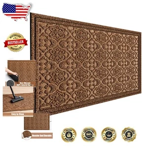 Alfombra de entrada grande para todo tipo de clima 36" x 24" - Alfombra marrón trampa de barro de alta resistencia - Imagen 1 de 9