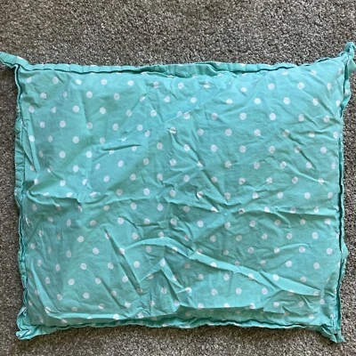 Edredom Pottery Barn Teen completo/queen algodão verde/turquesa bolinhas e farsa - Imagem 1 de 4