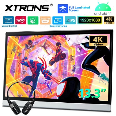 Kopfhörer+13,3" FHD Android 2+32G Auto Monitor Kopfstütze Player HDMI 4K Video - Bild 1 von 4