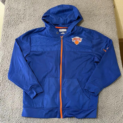 New York Knicks Jacket Men's Large NBA Exclusive Blue Full Zip Hoodie Activewear Cover
