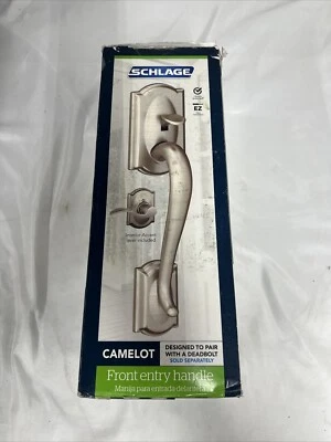 Manija de puerta de entrada delantera Schlage Camelot F285 CAM 619 ACC CAM níquel satinado izquierda derecha derecha Foto 1 de 3