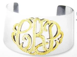Special Order Sterling Silver 3 Letter Initial Monogram Design Cuff Bracelet New - Picture 1 of 1