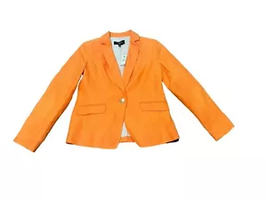 NEW Talbots Blazer Jacket Womens Sz 2 Petite Orange Linen One Button Lined - Picture 1 of 12