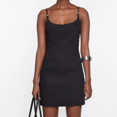 Acne Studios дизайнерское мини-платье из черной кожи с отделкой из шерстяной смеси 34/XS новое с ценниками - Изображение 1 из 4