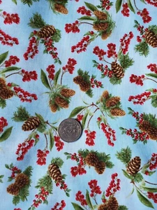 3 1/2 yd Quilt Sewing Fabric Winter Song Backing Fabric 9826 Pinecones & Berries - Picture 1 of 2