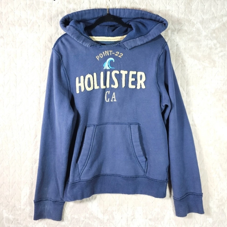 Sudadera con capucha bordada Hollister Y2K de colección para hombre logotipo M polar suéter preppy 3D Foto 1 de 4