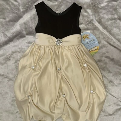 NUEVO VESTIDO CENICIENTA PRINCESA VESTIDO FORMAL NEGRO Y CHAMPÁN NIÑAS TALLA 3T Foto 1 de 4