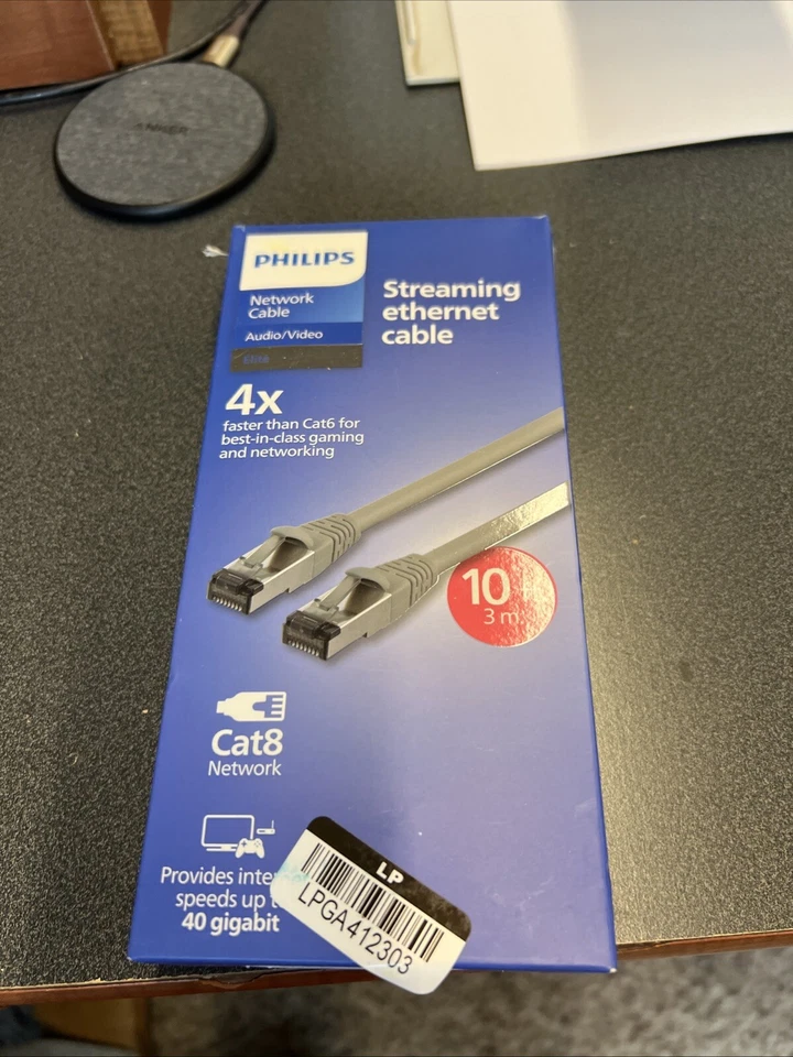 Philips Cat8 Network Cable 40GPS 10ft Cat 8-Streaming Gaming-Gray - Open Box - Image 1 of 1