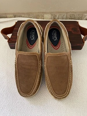 Chaps Est. Zapatos mocasines de barco 1978 para hombre de cuero tostado 7,5 M sin cordones Foto 1 de 4