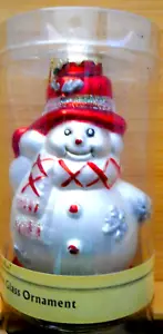Christmas House Blown Glass Snowman Ornament Approx. 4" Unused New Ships in Box - Picture 1 of 7