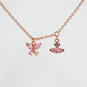 Vivienne Westwood Rose Gold Tone Spring Butterfly & Orb Pendant Necklace Box Set - Picture 1 of 13