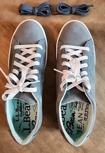 LL Bean Eco Bay Women's Blue Nubuck Leather Casual Oxford Shoes Size 9.5 - Picture 1 of 7