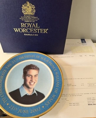 Royal Worcester Prince William 21st Birthday Plate  Limited Edition KEPT  BOXED - Image 1 of 4