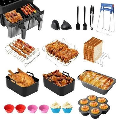 19PCS Zubehör Set für Heißluftfritteuse Fritteuse Airfryer Heißluftofen Backform - Bild 1 von 4