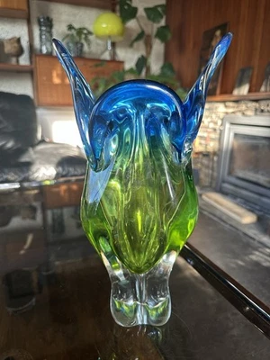Large 32cm Chribska Czech Glass Cats Head Vase By Josef Hospodka - Damaged - image 1 of 4