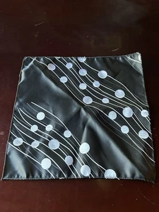 New Men's Silver & Black Pocket Square Stripped & Polka Dots Rolled Hem - Picture 1 of 7