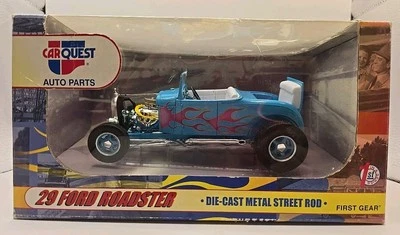 First Gear BLUE '29 1929 FORD ROADSTER Car Quest Auto Parts Diecast 1:24  in Box - Image 1 of 4
